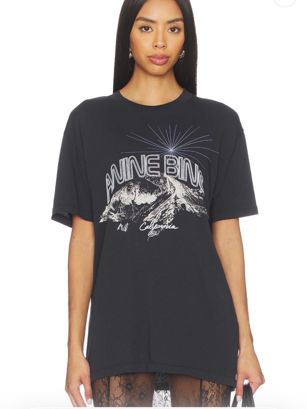 Anine Bing Black Graphic California Tee SZ small